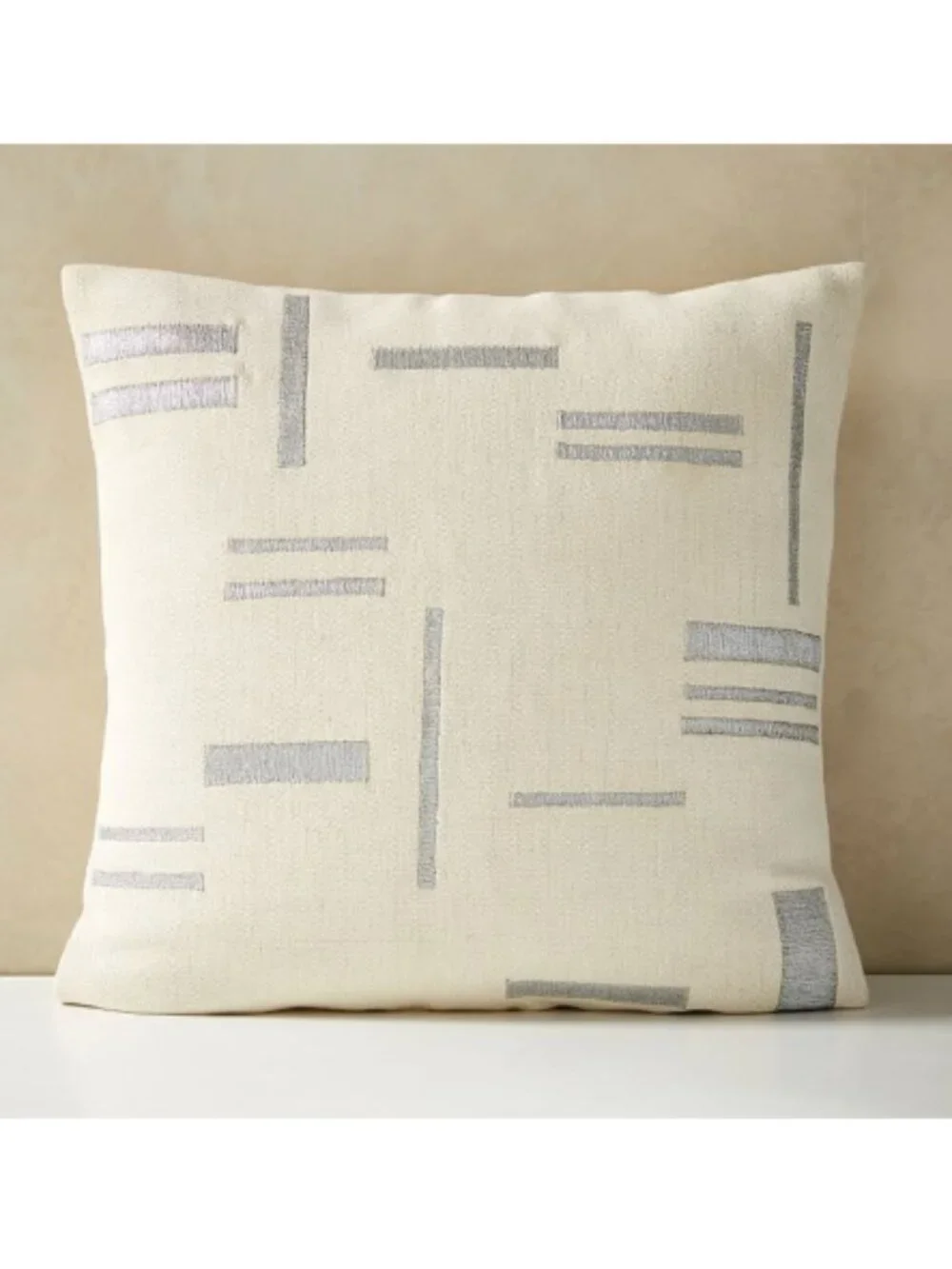 West Elm Embroidered Metallic Blocks Pillow Cover